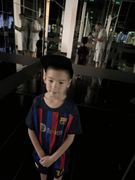 Tim and Max with mirrors at the Exit Hall of the World`s Biggest Tunnel Aquarium at the Ground Floor of the Aquarium at the Antalya Aquarium