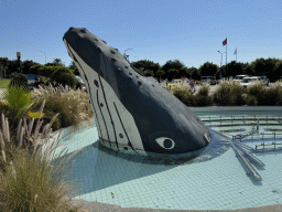 Pond with Whale statue in front of the Antalya Aquarium at the Dumlupinar Boulevard