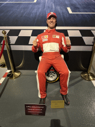 Statue of Michael Schumacher at the Face 2 Face Wax Museum at the Antalya Aquarium, with explanation