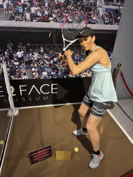 Statue of Maria Sharapova at the Face 2 Face Wax Museum at the Antalya Aquarium, with explanation