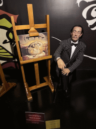 Statue of Salvador Dalí at the Face 2 Face Wax Museum at the Antalya Aquarium, with explanation