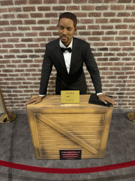 Statue of Will Smith at the Face 2 Face Wax Museum at the Antalya Aquarium, with explanation