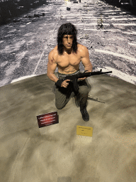 Statue of Sylvester Stallone at the Face 2 Face Wax Museum at the Antalya Aquarium, with explanation