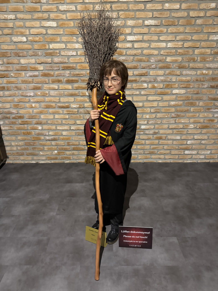 Statue of Daniel Radcliffe at the Face 2 Face Wax Museum at the Antalya Aquarium, with explanation