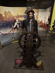 Statue of Johnny Depp at the Face 2 Face Wax Museum at the Antalya Aquarium, with explanation