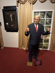 Statue of Donald Trump at the Face 2 Face Wax Museum at the Antalya Aquarium, with explanation