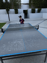 Max playing table tennis at the sports fields at the garden of the Rixos Downtown Antalya hotel