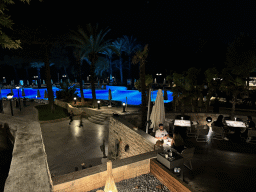 Swimming pool at the garden of the Rixos Downtown Antalya hotel, by night