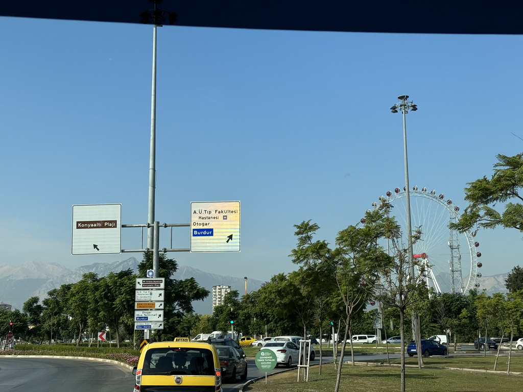 Ferris wheel at the Aktur Park, viewed from the bus to the Land of Legends theme park at the Sakip Sabanci Boulevard