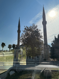 The Köy Hizmetleri Cami mosque, viewed from the bus to the Land of Legends theme park at the Dumlupinar Boulevard