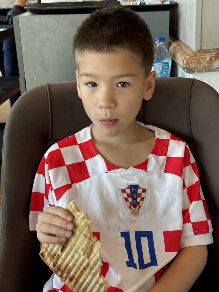 Max having breakfast at the Panoramic Restaurant at the Rixos Downtown Antalya hotel