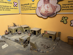 Scale model of a reconstruction of the Alacahöyük archaeological site at the Children`s Section at the ground floor of the Antalya Archeology Museum, with explanation