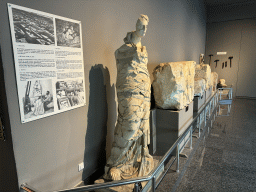 Statue, reliefs and tools from the Ancient City of Letoon at the Regional Excavations Gallery at the ground floor of the Antalya Archeology Museum, with explanation