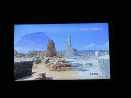 Screen with an image of the Ancient City of Perge at the cinema at the ground floor of the Antalya Archeology Museum