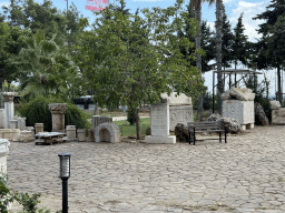 Columns and reliefs at the garden of the Antalya Archeology Museum