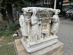 Rock with relief at the garden of the Antalya Archeology Museum