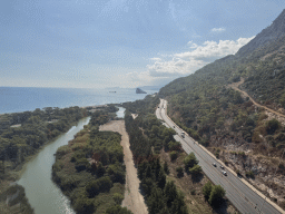 The Antalya Kemer Yolu road and the Gulf of Antalya with the Rat Island, viewed from the Tünektepe Teleferik Tesisleri cable car