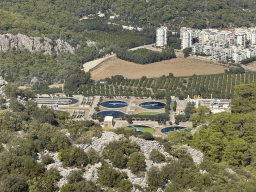 The Antalya Su Aritma Tesisleri water treatment plant, viewed from the Tünektepe Teleferik Tesisleri cable car