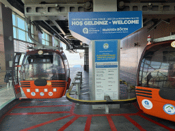 Cable cars at the Tünektepe Teleferik Tesisleri upper station at the Tünek Tepe hill