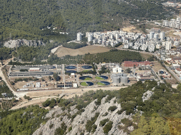The Antalya Su Aritma Tesisleri water treatment plant, viewed from the Tünektepe Teleferik Tesisleri cable car