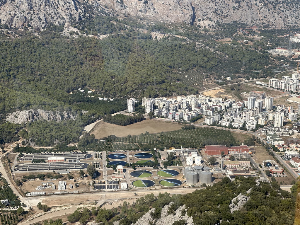 The Antalya Su Aritma Tesisleri water treatment plant, viewed from the Tünektepe Teleferik Tesisleri cable car