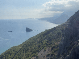 The Gulf of Antalya with the Rat Island and the hills on the southwest side of the Tünek Tepe hill, viewed from the Tünektepe Teleferik Tesisleri cable car