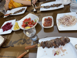 Kebab and vegetables at the Halis Erzurum Cag Kebap Restaurant