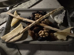 Mediterranean cheese plate at the terrace of the Turunc restaurant at the garden of the Rixos Downtown Antalya hotel, by night