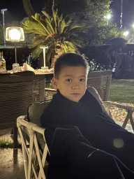 Max at the terrace of the Turunc restaurant at the garden of the Rixos Downtown Antalya hotel, by night