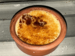 Bailey`s brulee at the terrace of the Turunc restaurant at the garden of the Rixos Downtown Antalya hotel, by night