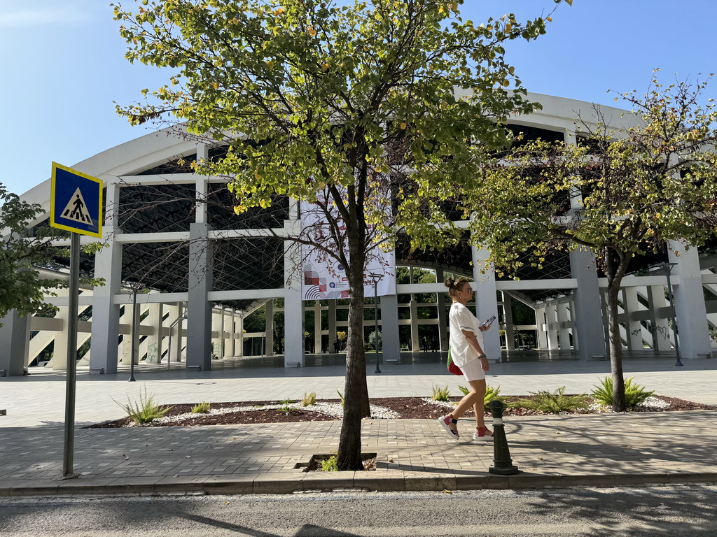 Front of the Indoor Sports Hall at the Karaalioglu Park, viewed from the taxi on the Isiklar Caddesi street