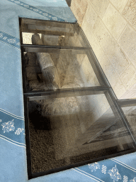 Glass floor with ruins underneath at the Sehzade Korkut Mosque