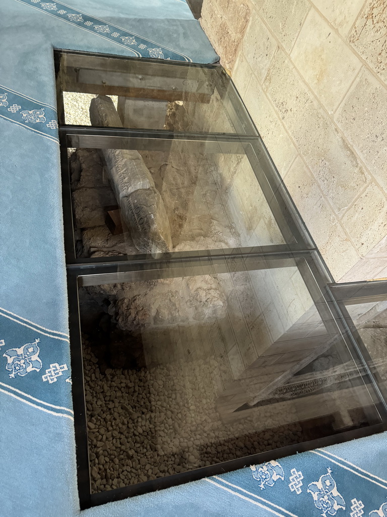 Glass floor with ruins underneath at the Sehzade Korkut Mosque