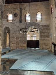 Chandeleer and windows at the Sehzade Korkut Mosque