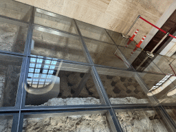 Glass floor with ruins underneath at the Sehzade Korkut Mosque