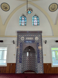 Mihrab and stained glass windows at the Imaret Camii mosque