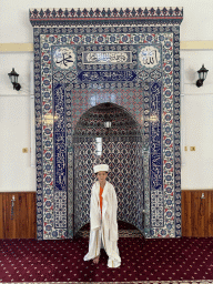 Max in front of the mihrab at the Imaret Camii mosque
