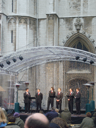 Christmas choir in front of the Cathedral of Our Lady at the Handschoenmarkt square