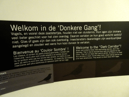 Information on the Dark Corridor at the Bird Building at the Antwerp Zoo