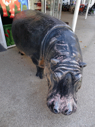 Hippopotamus statue in front of the souvenir shop at the Antwerp Zoo