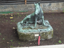 Swine statue at the Antwerp Zoo, viewed from a viewing platform