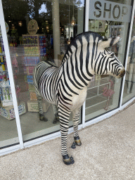 Zebra statue in front of the souvenir shop at the Antwerp Zoo