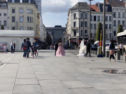 People dressed in wedding clothes at the Koningin Astridplein square