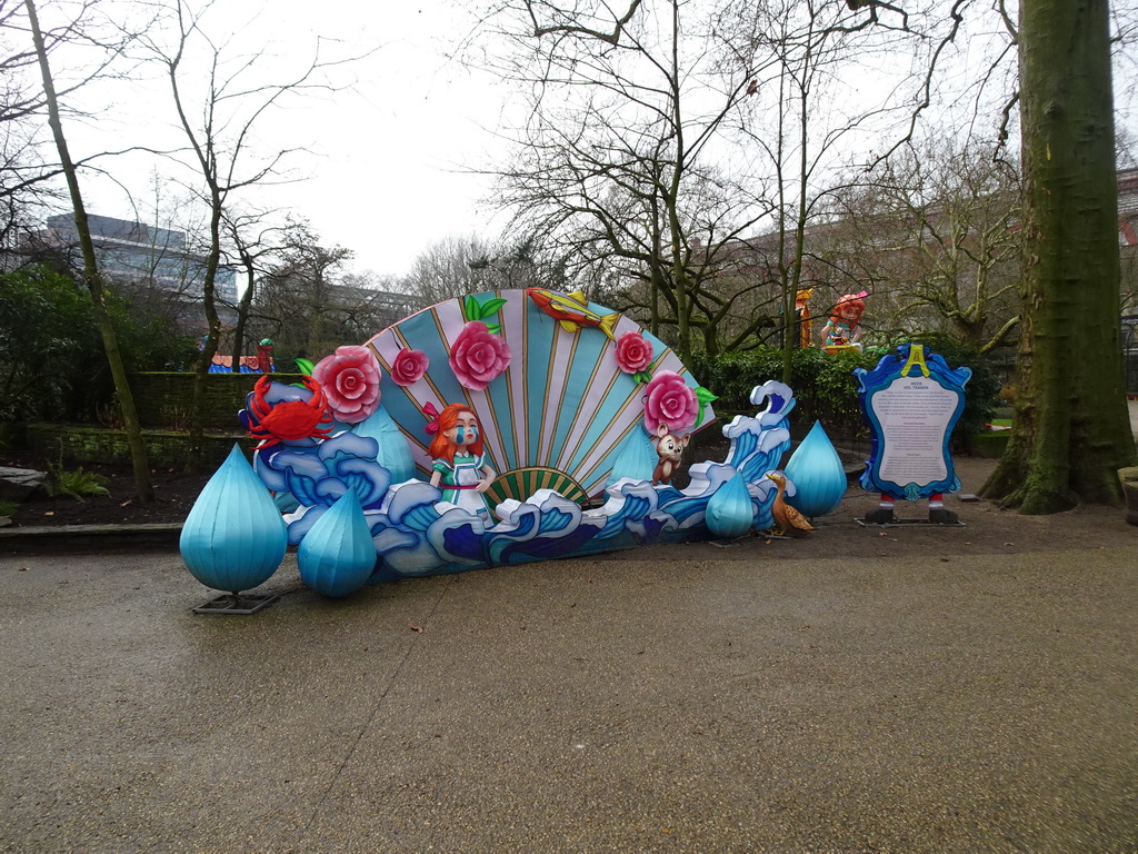 Decoration `Pool of Tears` of the Alice in Wonderland Light Festival at the Antwerp Zoo, with explanation