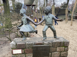 Statue of Spike and Suzy (Suske en Wiske) at the playground in front of the Savanne restaurant at the Antwerp Zoo