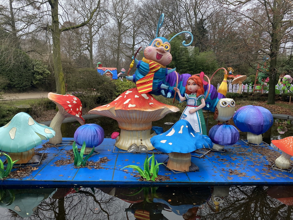 Decorations of the Alice in Wonderland Light Festival at the Antwerp Zoo