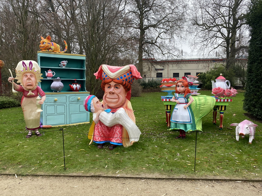 Decorations of the Alice in Wonderland Light Festival at the Antwerp Zoo