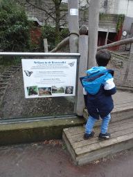 Max at the entrance to the Bear Valley playground at the Antwerp Zoo