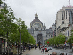 The Keyserlei street and the west side of the Antwerp Central Railway Station