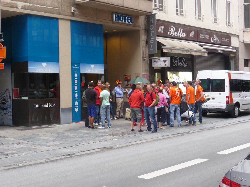 Dutch and Belgian soccer fans at the Pelikaanstraat street